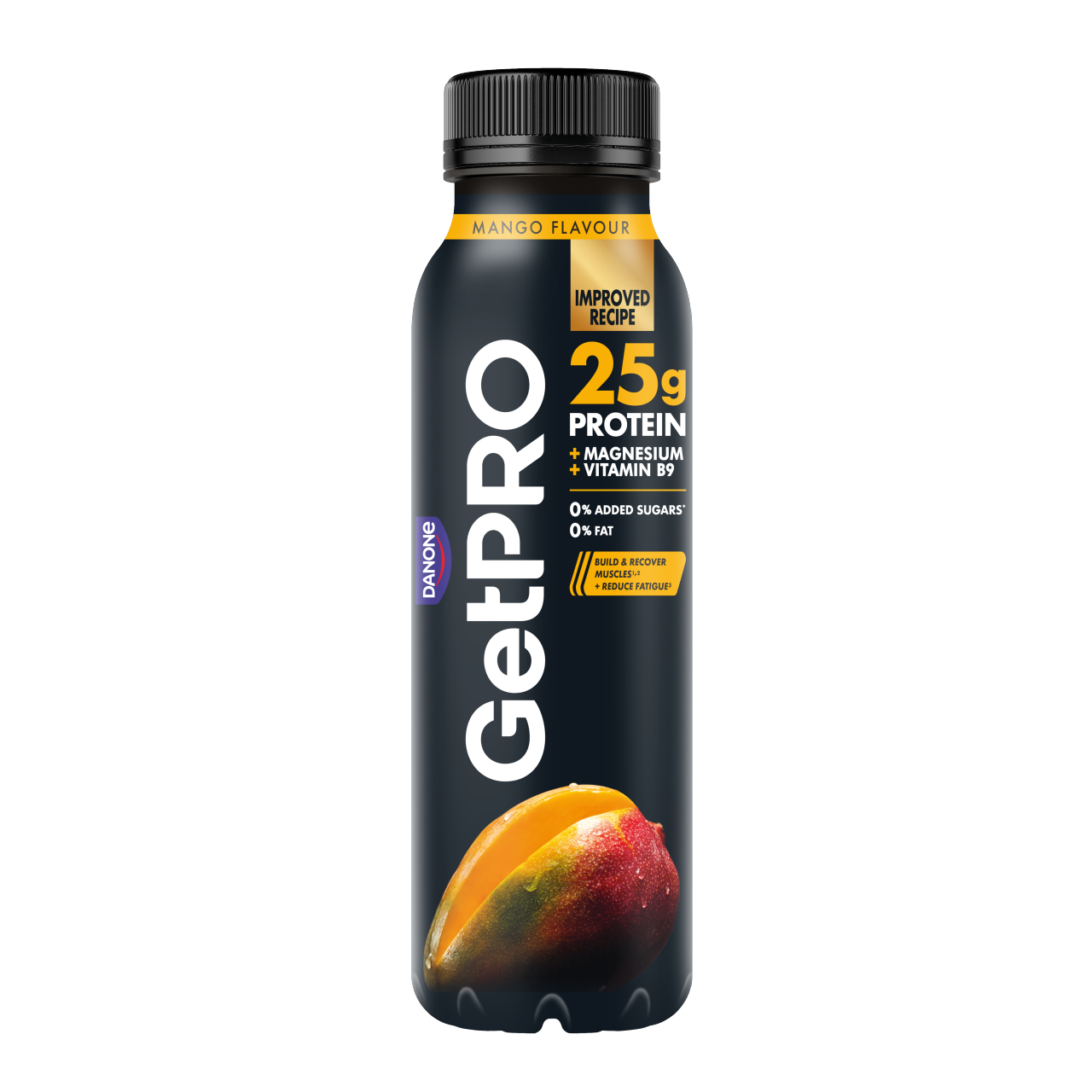 New packshot of the GetPRO Mango drink